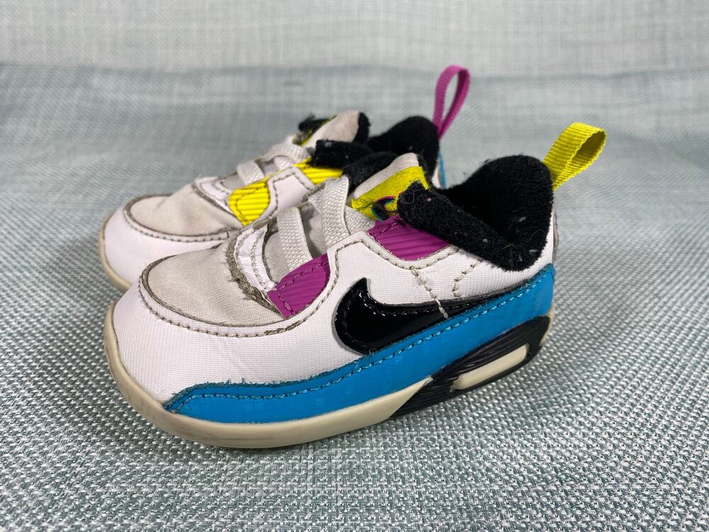 Nike Air Max 90 SE Crib "White Mismatch" Shoes Sz 3c 3 Infant Baby Booties Color